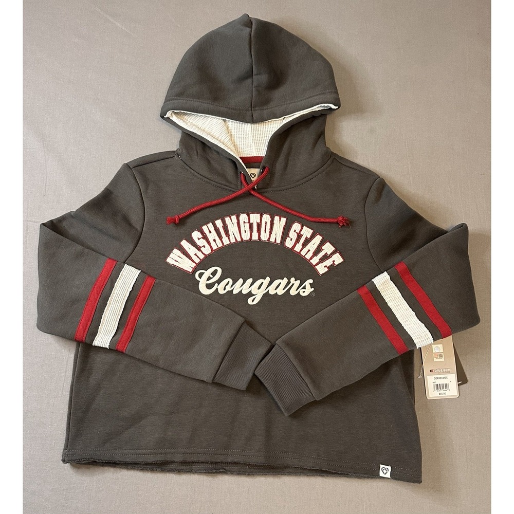 WSU Washington State University Gray And Maroon Women's Crop Hoodie Size Medium